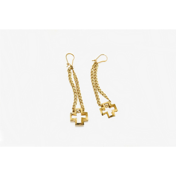 Light Floating Cross earrings Authentic 1/20 -14K Gold Filled 2 25" Drop length - Picture 3 of 8